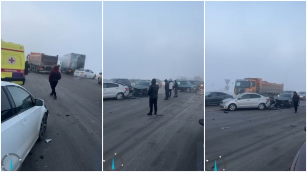 &quot;Из-за густого тумана&quot;: водители показали видео массового ДТП на трассе близ Алматы