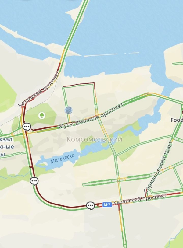 Из-за погодных ограничений на выезде из Челнов собралась гигантская пробка