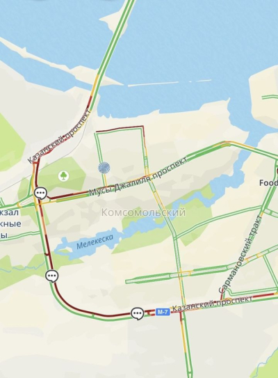 Из-за погодных ограничений на выезде из Челнов собралась гигантская пробка