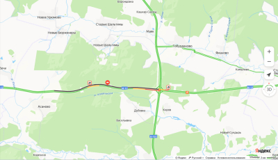 На&nbsp;участке М12 недалеко от&nbsp;границы с&nbsp;Кайбицким районом ограничили движение из-за ДТП &ndash; там собирается пробка