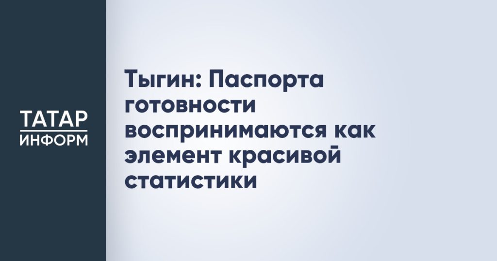 Тыгин: Паспорта готовности воспринимаются как элемент красивой статистики