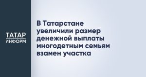 В Татарстане увеличили размер денежной выплаты многодетным семьям взамен участка