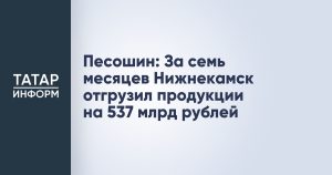 Песошин: За семь месяцев Нижнекамск отгрузил продукции на 537 млрд рублей