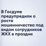 В Госдуме предупредили о росте мошенничества под видом сотрудников ЖКХ в праздни