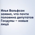 Илья Вольфсон заявил, что почти половина депутатов Госдумы – новые лица