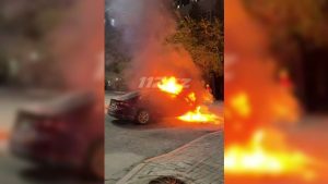Астанадағы автотұрақта жеңіл көлік өртенді (видео)