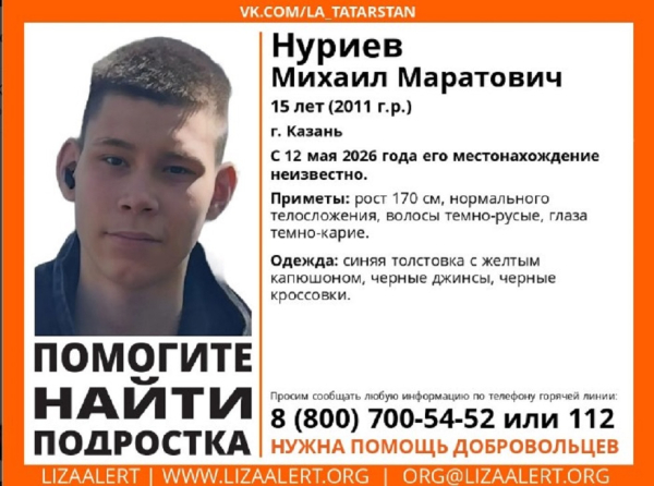 Татарстанцев просят помочь в поисках пропавшего подростка